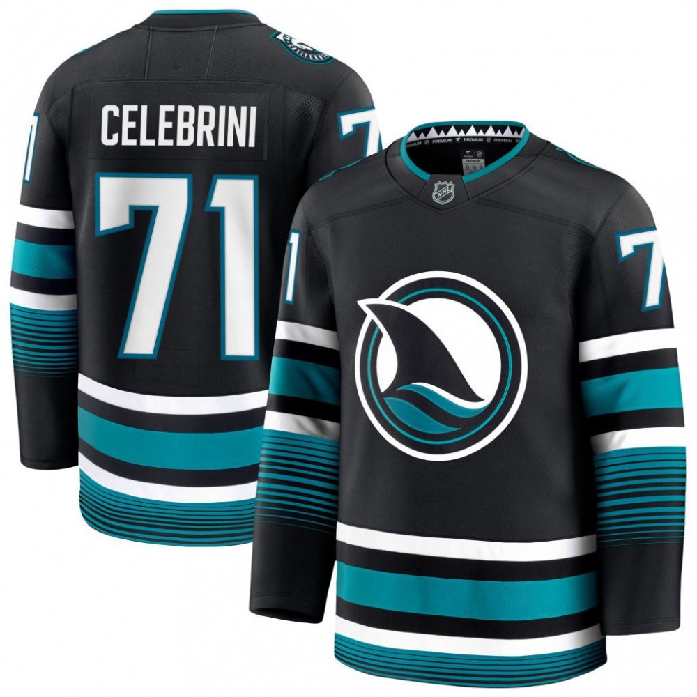 Men's San Jose Sharks Macklin Celebrini Black Alternate Premium Jersey-Pro Kit Vault | Brand New 26/27 Sports Jerseys